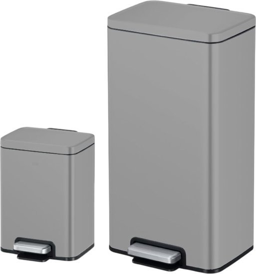 סט 2 פחי אשפה 30 ליטר + 6 ליטר – Eko Madison, אפור מט