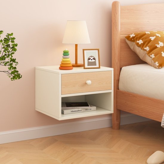 שידת לילה צפה תלויה לקיר דגם Vigan מבית StarShop - צבע אלון