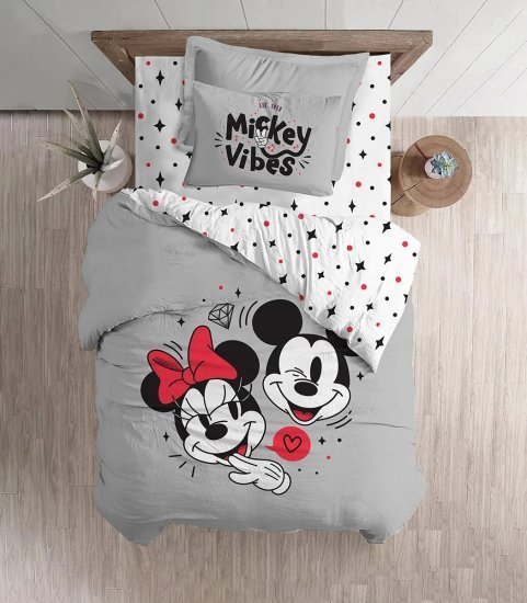 סט מצעים 3 חלקים 100% מיקרופייבר 120x200 ס"מ מבית Homestyle – Mickey And Minnie Diamond