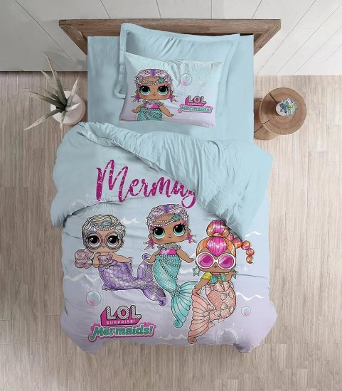 סט מצעים 3 חלקים 100% מיקרופייבר 120x200 ס"מ מבית Homestyle – דגם LOL Mermaids