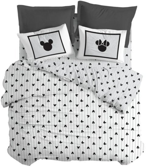 סט מצעים 4 חלקים ג'רסי 100% כותנה 160x200 ס"מ מבית Homestyle – דגם Mickey and Minnie