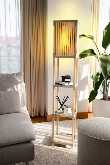 מנורת בוהו דקורטיבית עם יחידת מדפים מודולרית 3 קומות סדרת Fixwood מבית Buona Casa