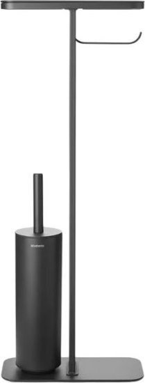 מעמד לנייר טואלט + מברשת אסלה + מדף Brabantia – צבע אפור כהה בגימור מינרלי