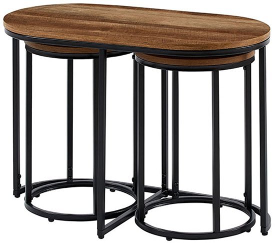 סט 3 שולחנות סלון וקפה מעוצבים דגם Lisbon מבית Brand Direct - גוון עץ