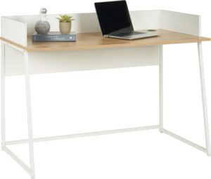 שולחן כתיבה מעוצב 120 ס''מ דגם 1206 Step Up - צבע עץ בשילוב רגליים לבנות