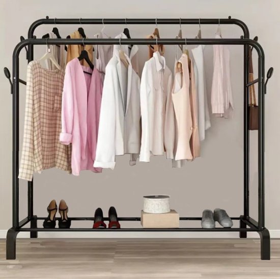 מתלה בגדים כפול HomeSet 110 ס"מ שחור