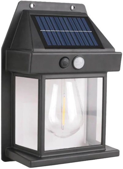 מנורת קיר סולארית עם חיישן אור ותנועה בתקן IPX4 דגם Decor 1 מבית Semicom – צבע שחור