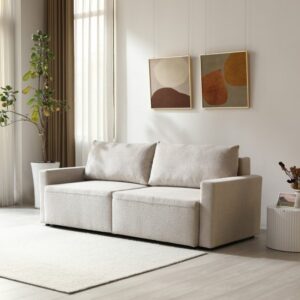 ספה תלת מושבית נפתחת למיטה זוגית עם ארגז מצעים דגם Paradox מבית Bradex - צבע קפוצ'ינו