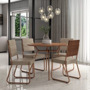 401588_b_1.jpg פינת אוכל עגולה שולחן ו-4 כיסאות דגם San Francisco מבית Bradex - צבע חום