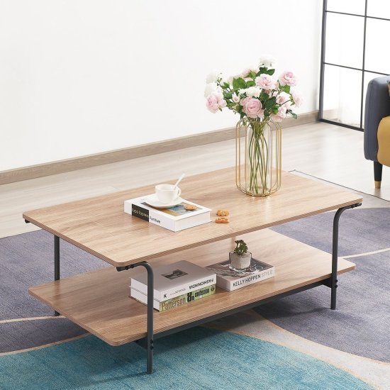 שולחן סלון עם מדף דגם Arena מבית Bradex - צבע אלון