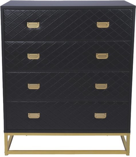 שידה 4 מגירות דגם אנאל מבית Ramos - בצבע דמוי עור שחור