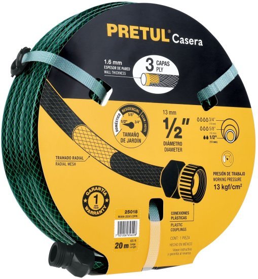 צינור גינה מחוזק 3 שכבות עם מחברי פלסטיק Pretul