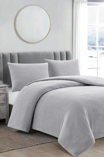 סט מצעים למיטת יחיד 90x200 ס"מ קולקציית קורל פליז מבית Arige Gad – אפור בהיר