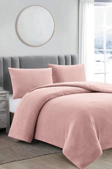 סט מצעים למיטה זוגית 160x200 ס"מ קולקציית קורל פליז מבית Arige Gad – ורוד