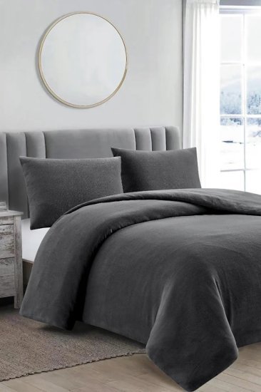 סט מצעים למיטה זוגית 160x200 ס"מ קולקציית קורל פליז מבית Arige Gad – אפור כהה