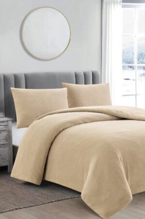 סט מצעים למיטה זוגית 160x200 ס"מ קולקציית קורל פליז מבית Arige Gad – מוקה