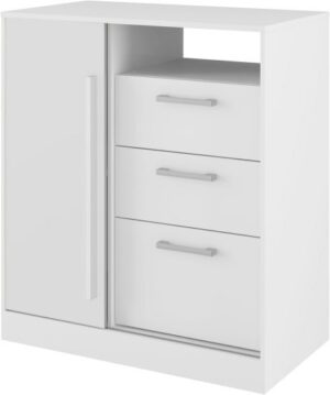 418926_b_1.jpg שידת אחסון עם מגירות ומדף דגם Prime מבית Bradex - צבע לבן