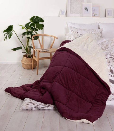 424154_b_1.jpg שמיכת חורף זוגית מיקרופלנל 220x200 ס"מ דגם מורנו מבית Homestyle – בורדו