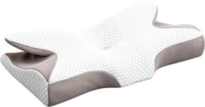 כרית ארגונומית לצוואר מבית Brateck – אפור לבן