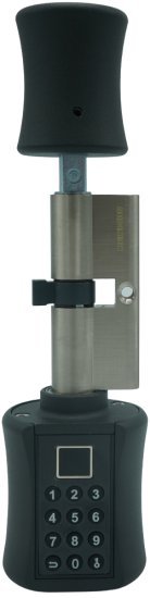 ידית קוד ביומטרית עם צילינדר 35+35מ''מ עם קודן וטביעת אצבע לדלת מבית רב בריח