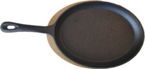 מחבת סטייקים אובלית + מעמד עץ – Gorilla, ברזל יצוק