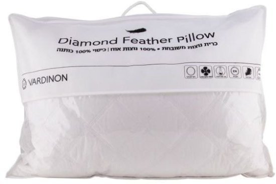 כרית שינה 100% כותנה במילוי נוצות 50x70 ס''מ מבית Vardinon - דגם Diamond