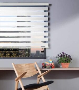 וילון זברה עם קרניז תואם 100X160 ס''מ Homestyle - לבן