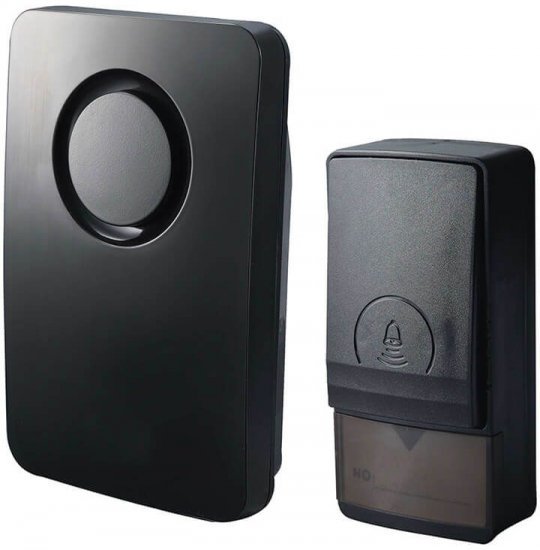 פעמון דלת אלחוטי 230V+לחצן בטהובן - צבע שחור