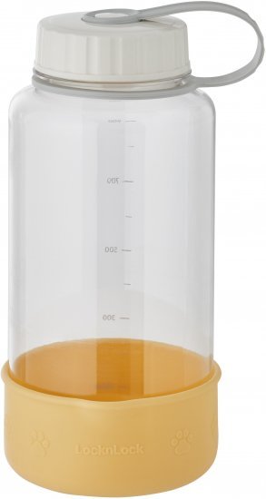 בקבוק שתיה פלסטיק 1 ליטר בתוספת קערית סיליקון נשלפת למים לכלב לשימוש בטיולים Lock & Lock