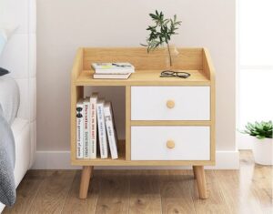 שידת לילה דגם אילת מבית Ramos - צבע עץ / לבן