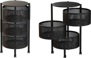 עגלת שירות 3 תאים נפתחת עגולה Garden Top Liat - צבע שחור