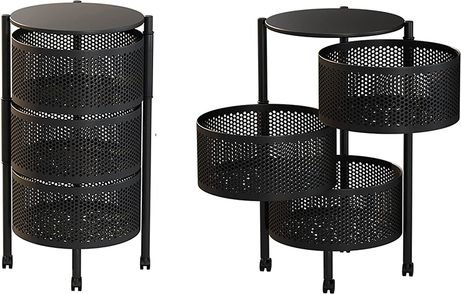 עגלת שירות 3 תאים נפתחת עגולה Garden Top Liat - צבע שחור