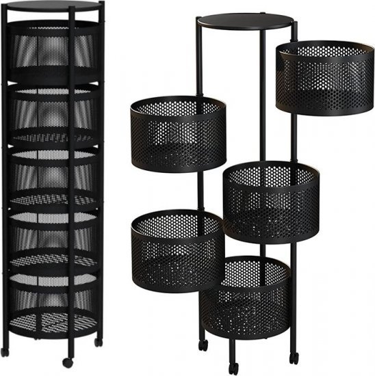 עגלת שירות 5 תאים נפתחת עגולה Garden Top Liat - צבע שחור