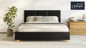 מיטה זוגית 160x200 דגם 6034 עץ מרופדת דמוי עור + מזרן מתנה מבית Olympia - צבע שחור