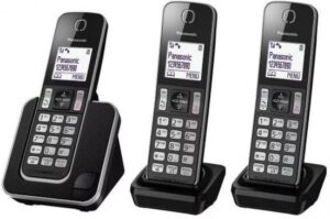 טלפון אלחוטי בעברית + 2 שלוחות דגם Panasonic KX-TGD313MBB צבע שחור