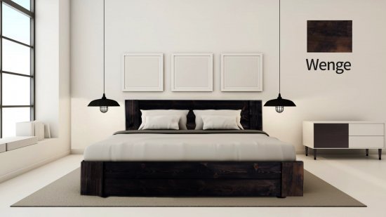 מיטה זוגית 160x200 דגם 5019 עץ מלא + מזרן קפיצים מתנה מבית Olympia - צבע וונגה