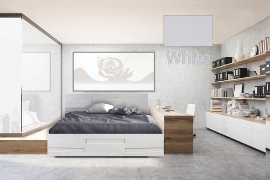 מיטה זוגית 140x190 דגם 7020 עץ דחוס + מזרן מתנה מבית Olympia - צבע מלמין לבן