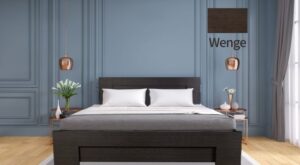 מיטה זוגית 140x190 דגם 7025 עץ דחוס + מזרן מתנה מבית Olympia - צבע מלמין וונגה