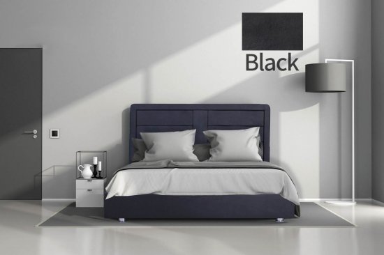מיטה זוגית 140x190 דגם 6001 עץ מרופדת דמוי עור כוללת ארגז מצעים + מזרן קפיצים מתנה מבית Olympia - צבע שחור