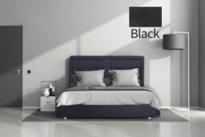 מיטה זוגית 160x190 דגם 6001 עץ מרופדת דמוי עור כוללת ארגז מצעים + מזרן קפיצים מתנה מבית Olympia - צבע שחור