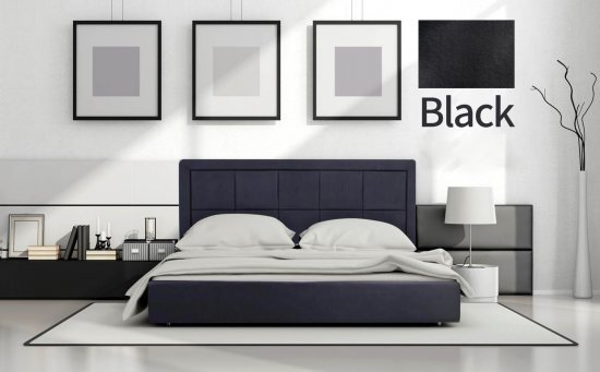 מיטה זוגית 160x190 דגם 6019 עץ מרופדת דמוי עור כוללת ארגז מצעים + מזרן קפיצים מתנה מבית Olympia - צבע שחור