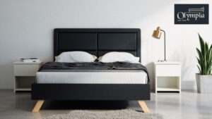 מיטה זוגית 140x190 דגם 6021 עץ מרופדת דמוי עור + מזרן קפיצים מתנה מבית Olympia - צבע שור