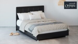 מיטה זוגית 140x190 דגם 6012 עץ מרופדת דמוי עור כוללת ארגז מצעים + מזרן קפיצים מתנה מבית Olympia - צבע שחור