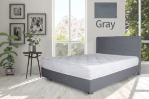 מיטה זוגית 160x190 דגם 6009 עץ מרופדת דמוי עור כוללת ארגז מצעים + מזרן קפיצים מתנה מבית Olympia - צבע אפור