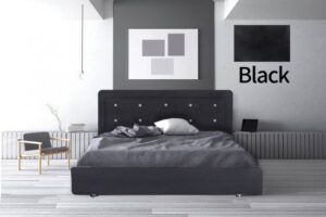 מיטה וחצי 120x190 דגם 6010 עץ מרופדת דמוי עור כוללת ארגז מצעים + מזרן קפיצים מתנה מבית Olympia - צבע שחור