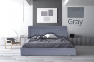 מיטה וחצי 120x190 דגם 6010 עץ מרופדת דמוי עור כוללת ארגז מצעים + מזרן קפיצים מתנה מבית Olympia - צבע אפור