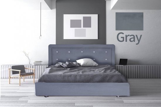 מיטה זוגית 160x190 דגם 6010 עץ מרופדת דמוי עור כוללת ארגז מצעים + מזרן קפיצים מתנה מבית Olympia - צבע אפור