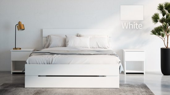 מיטה זוגית 140x190 דגם 7040 עץ דחוס + מזרן מתנה מבית Olympia - צבע מלמין לבן