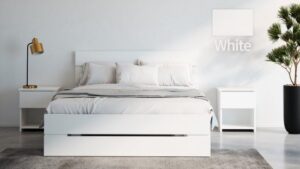 מיטה זוגית 160x200 דגם 7040 עץ דחוס + מזרן מתנה מבית Olympia - צבע מלמין לבן