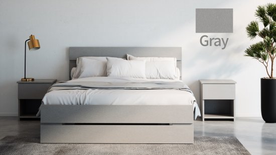 מיטה זוגית 160x200 דגם 7040 עץ דחוס + מזרן מתנה מבית Olympia - צבע מלמין אפור